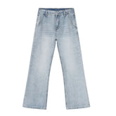 Hearujoy Simple Men's Denim Pants Men's Wea Summer American Style Casual Light Blue Washed Micro Boot-cut Jeans Trendy 9C5978